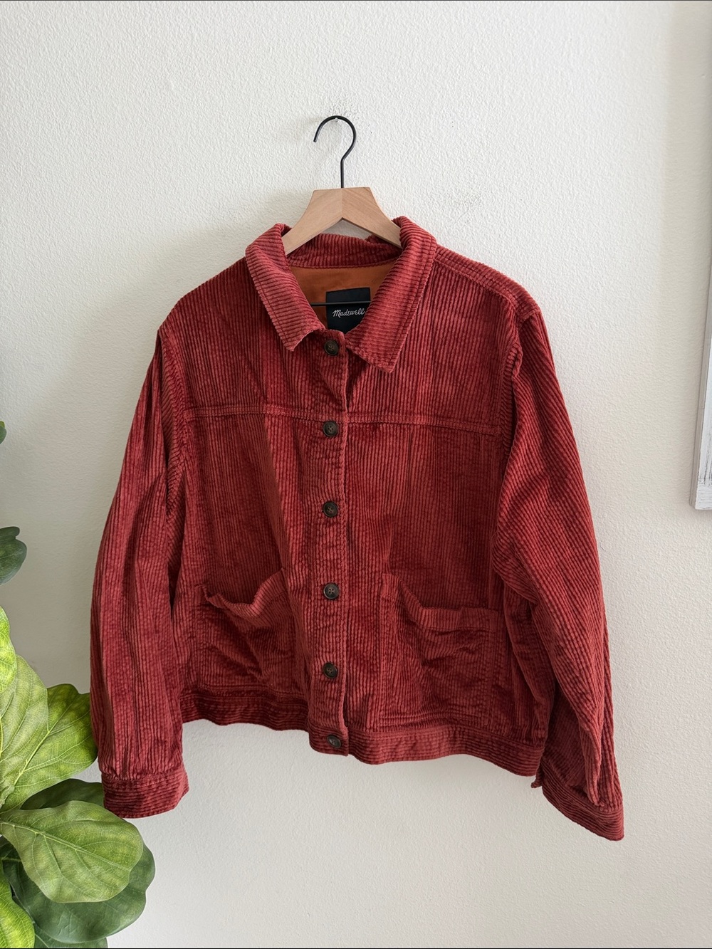 Madewell Rust orange Corduroy Button Jacket